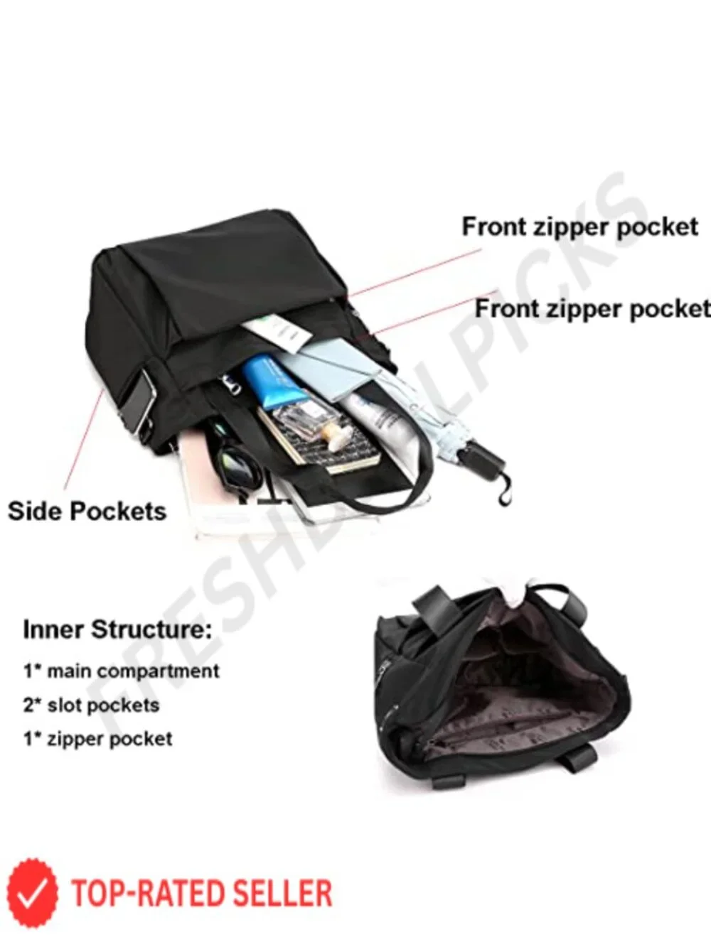 Waterproof Nylon Crossbody Tote Bag Multi-Pocket Shoulder Handbag